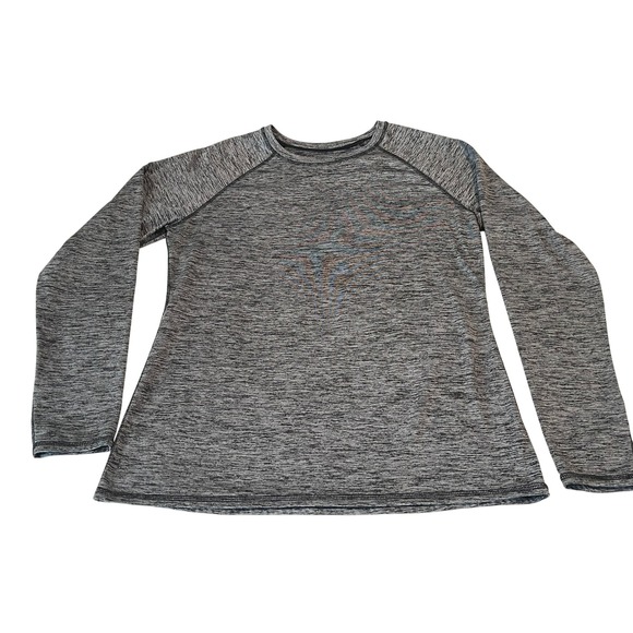 00634 ClimateRight by CuddlDuds LS Athletic Top Heathered Gray L/G Thumbholes - Picture 2 of 10
